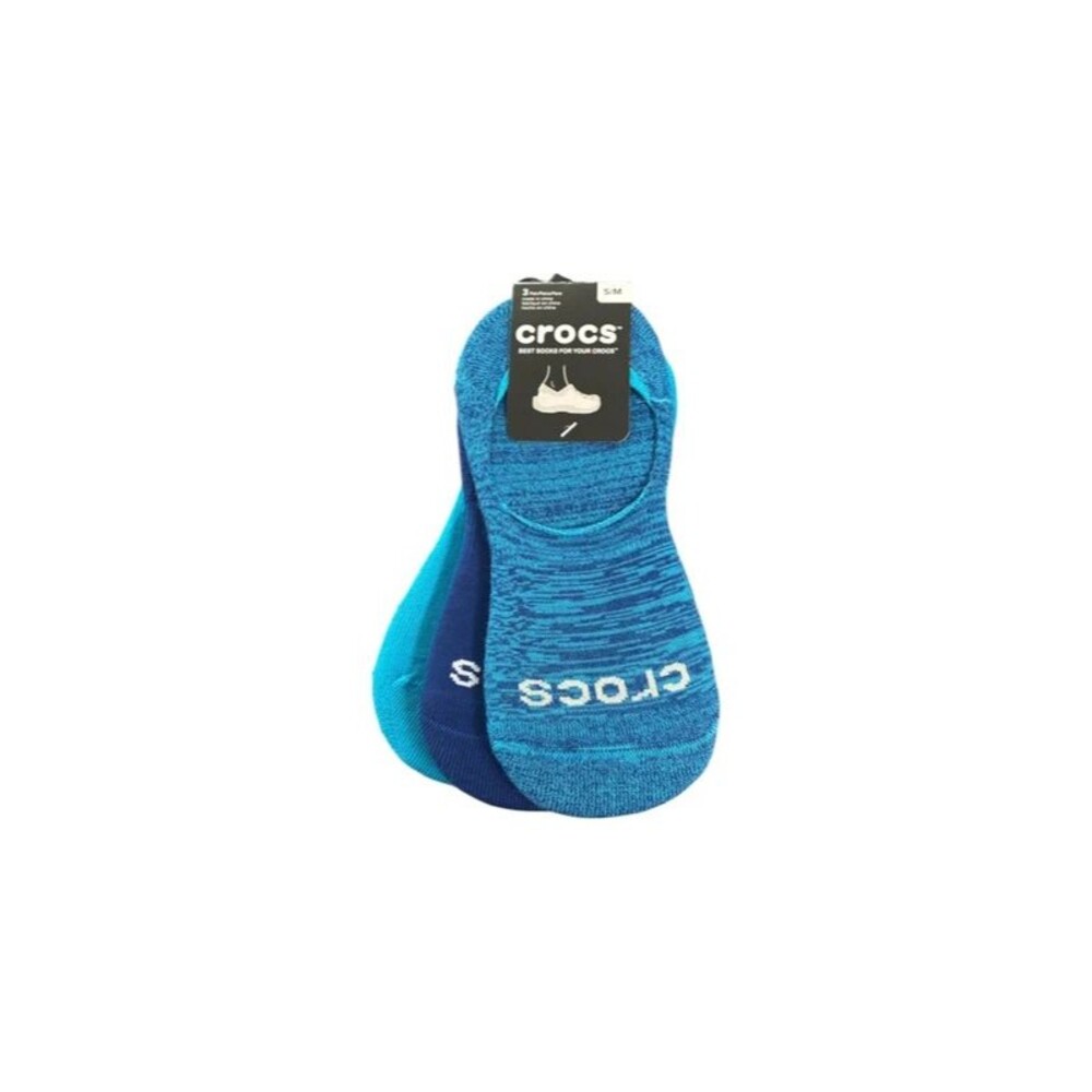 Crocs Unisex S/M Blue Footie Hidden Liner Socks 3-Pack Womens 5-10/Mens 5-8